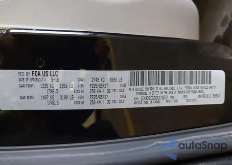 2016 Dodge Grand Caravan Sxt from USA, damaged, VIN 2C4RDGCG3GR373272